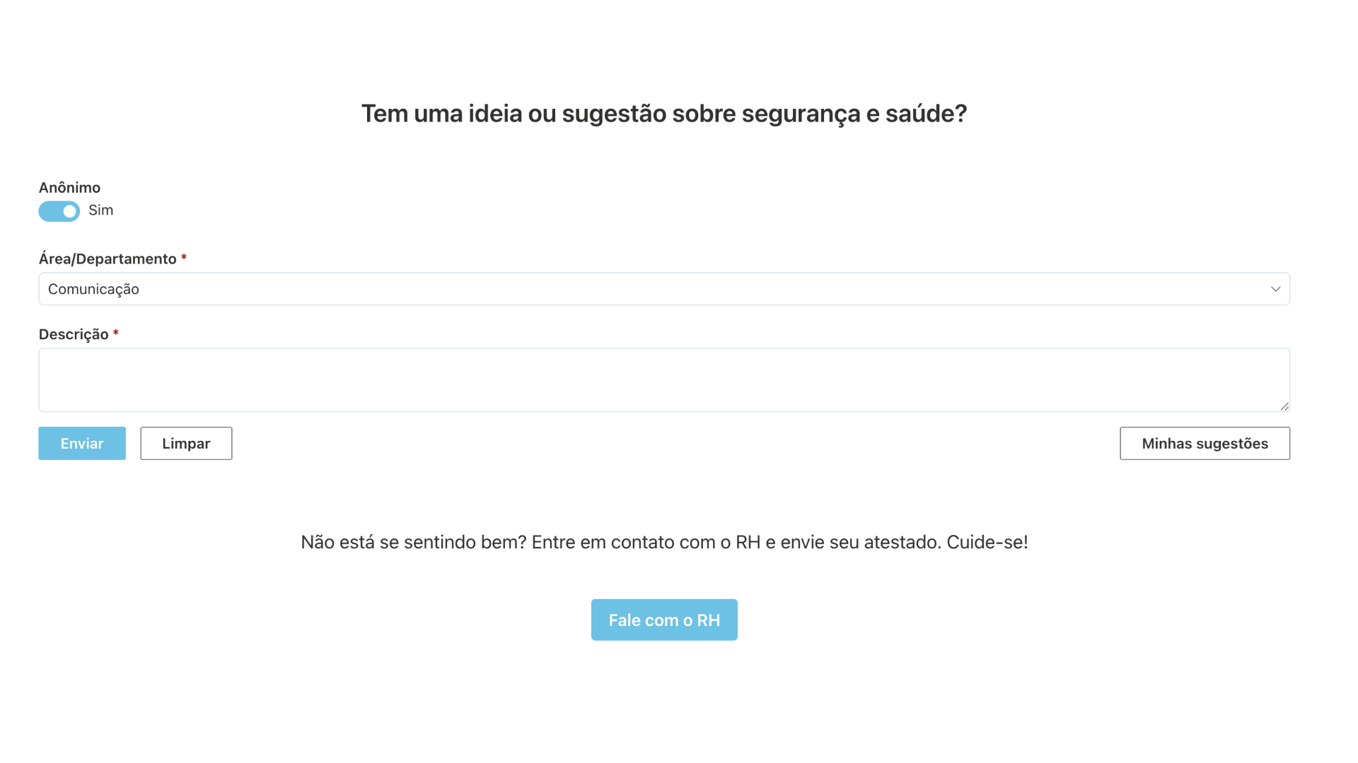 Canal de sugestões